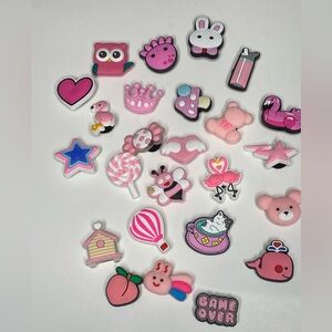 New Pink and White Crocs Shoe Charms Set Pink Themed Lot C 25 pieces